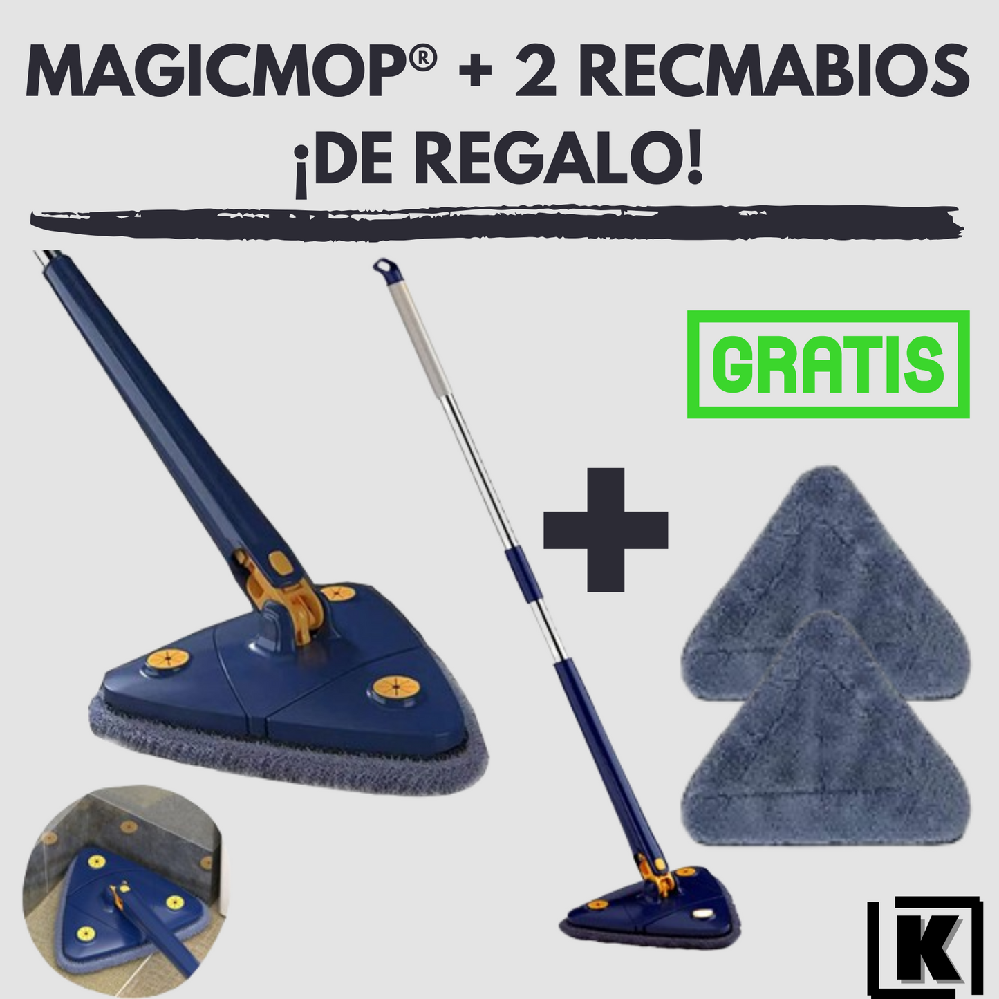 MagicMop® + 2 Recambios de MicroFibra ¡De REGALO!