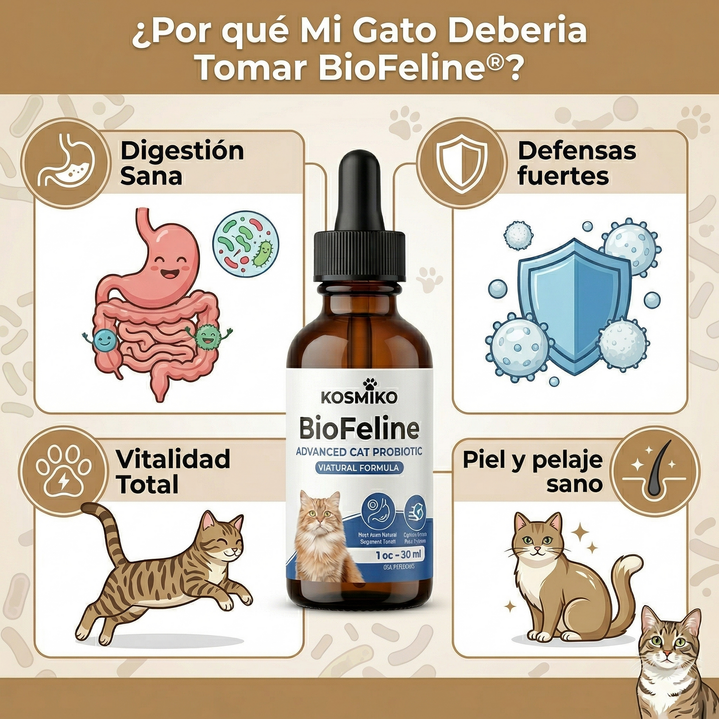BioFeline ~ Probiótico Avanzado para la Salud de Tu Gato